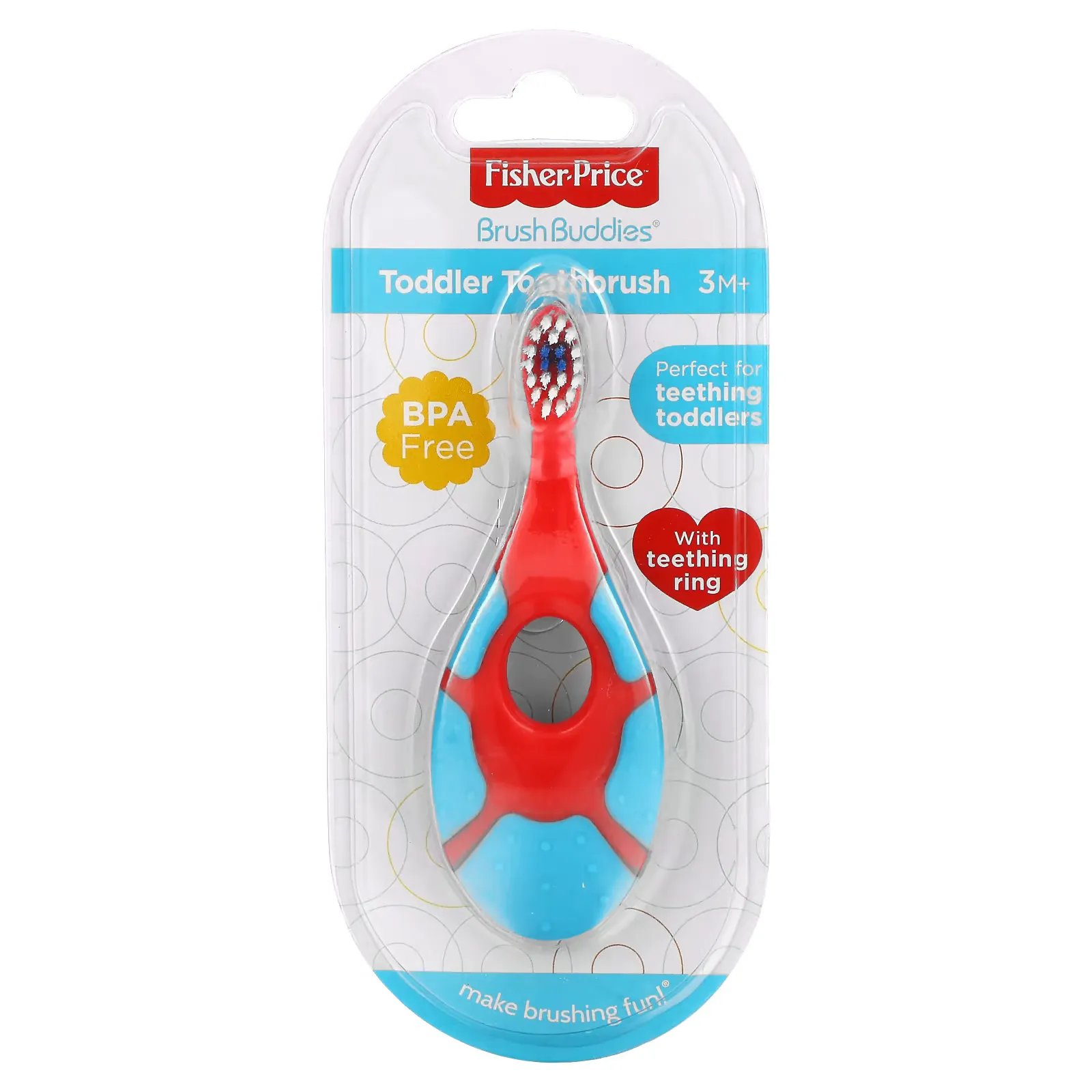 BrushBuddies, Toddler Toothbrush with Teething Ring, 3+ Months,  1 Toothbrush