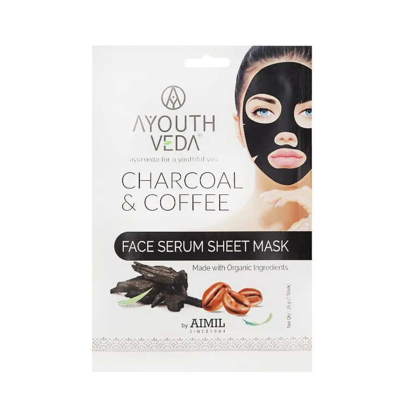 Ayouthveda Charcoal & Coffee Face Serum Sheet Mask With Coffee & Mint