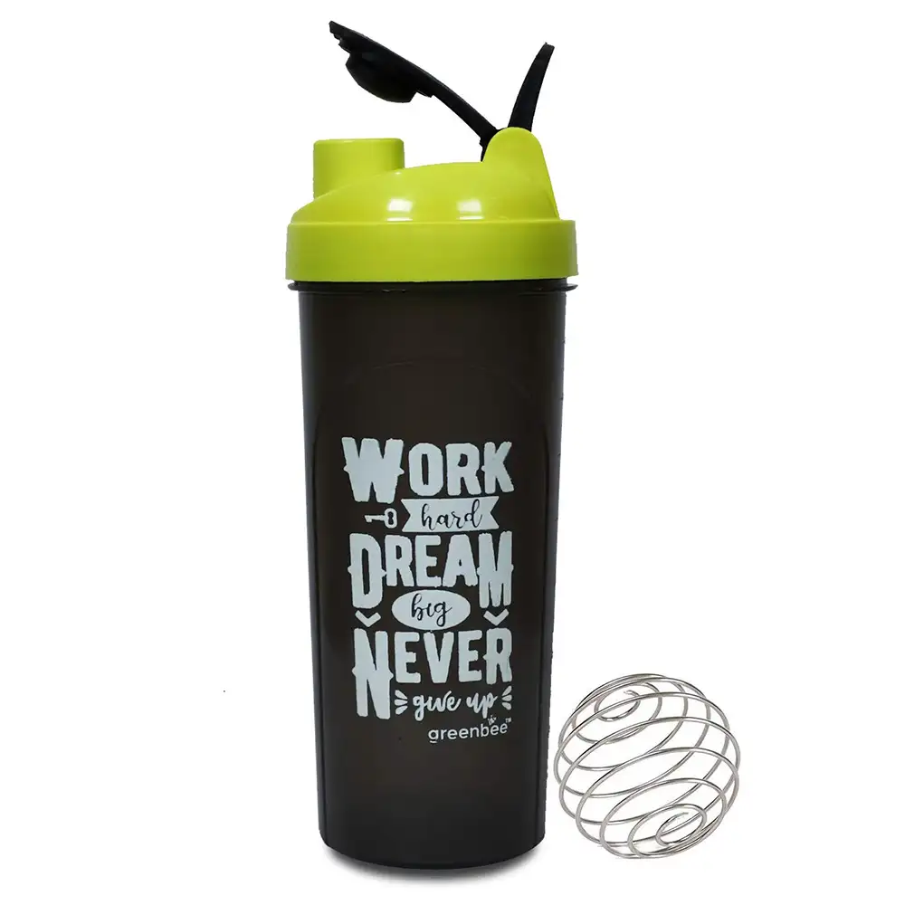 Greenbee Work Dream Never Protein Shaker,  Black with Green Cap  700 ml