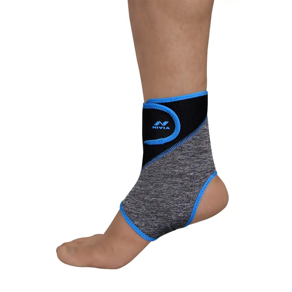 Nivia Orthopedic Ankle Support Velcro Slip-In (MB-13),  Blue-Grey  Large