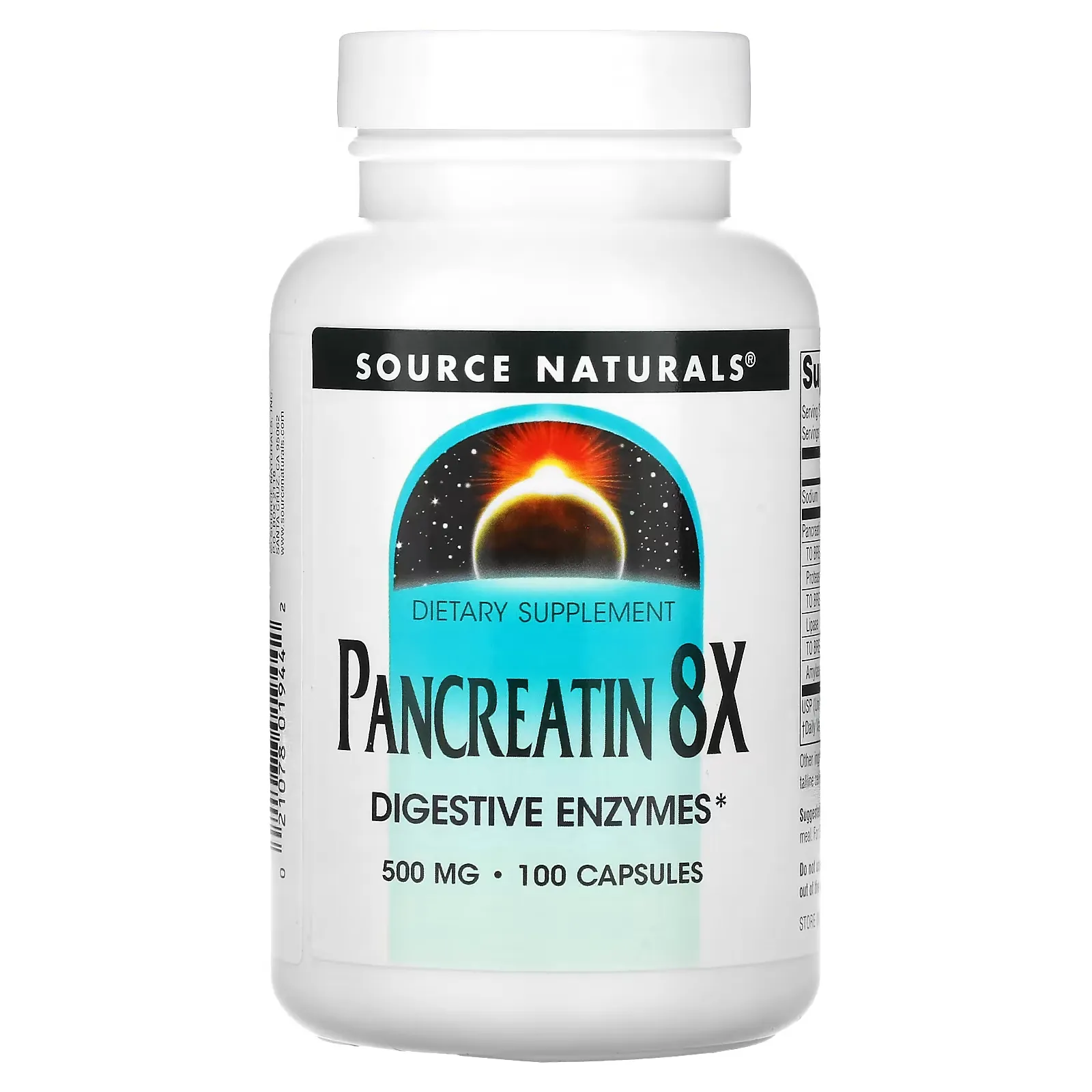 Pancreatin 8X, 500 mg, 100 Capsules