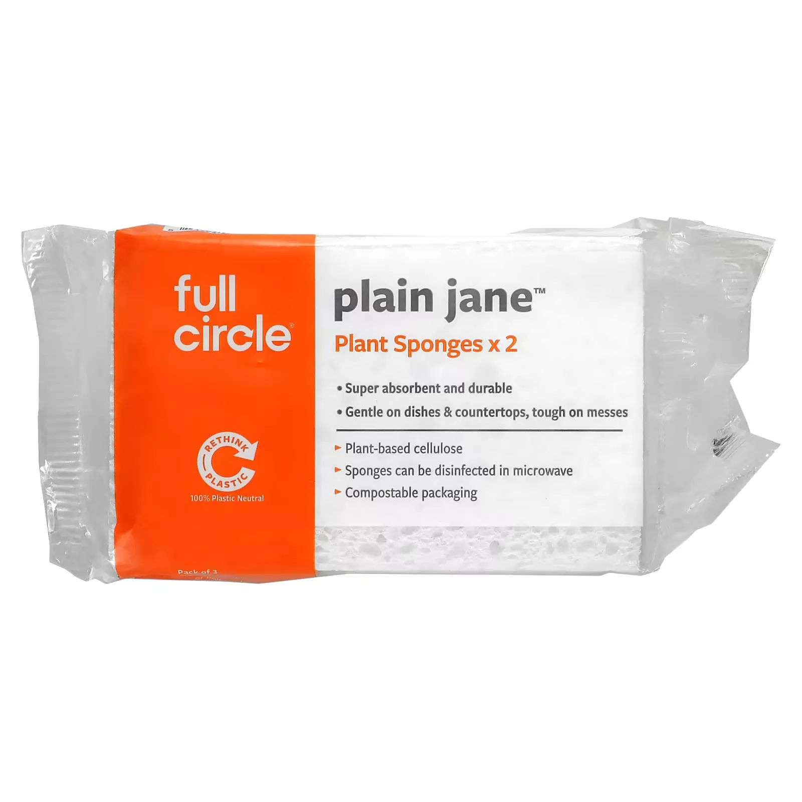 Plain Jane, Plant Sponges x2, Pack of 3