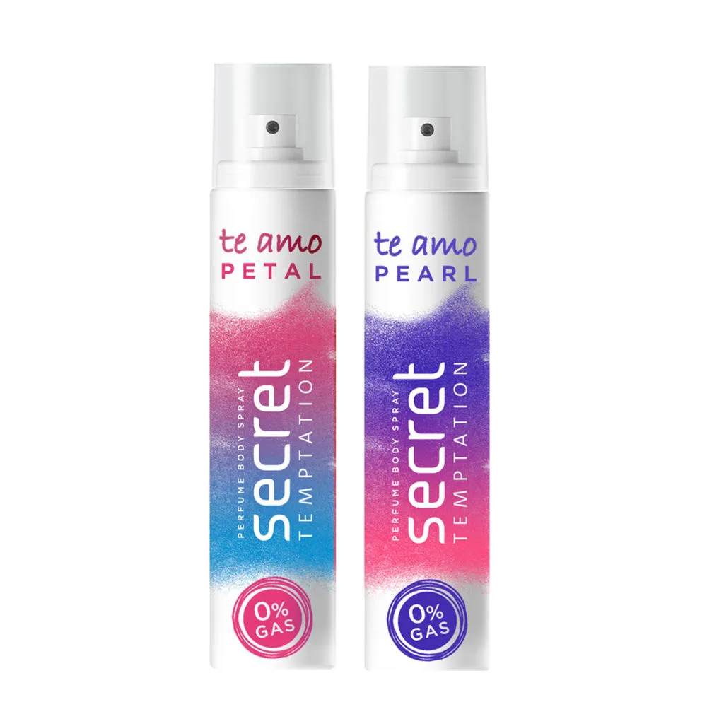 Secret Temptation Te Amo Petal and Pearl No Gas Perfume Body Spray for Women - Pack of 2