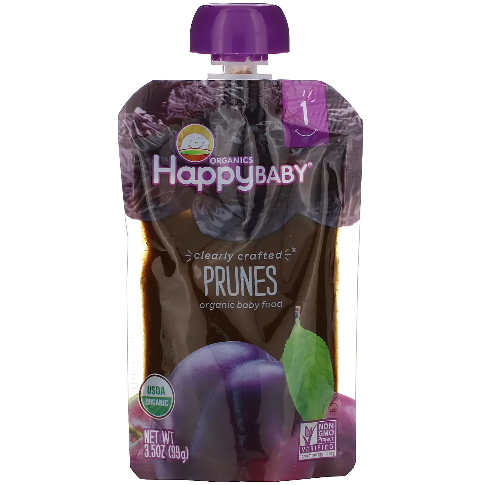 Happy Baby, Organic Baby Food, Stage 1, Prunes, 3.5 oz (99 g)