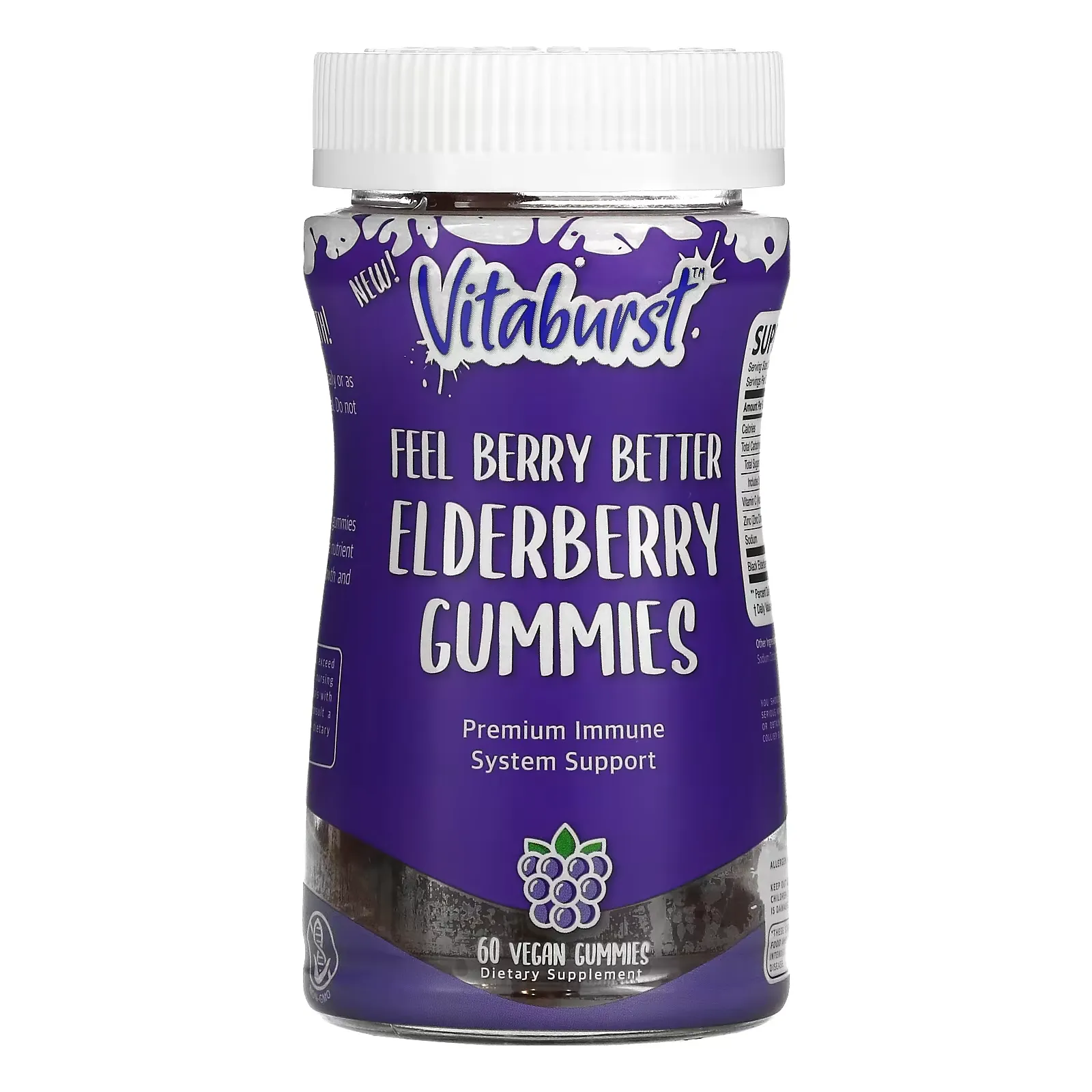 Feel Berry Better Elderberry Gummies, Elderberry Flavor, 60 Vegan Gummies