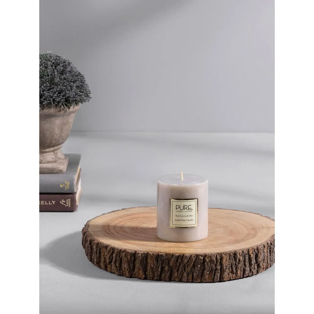 Pure Home + Living Set of 2 Medium Grey Red Currant and Oak Pillar Candle