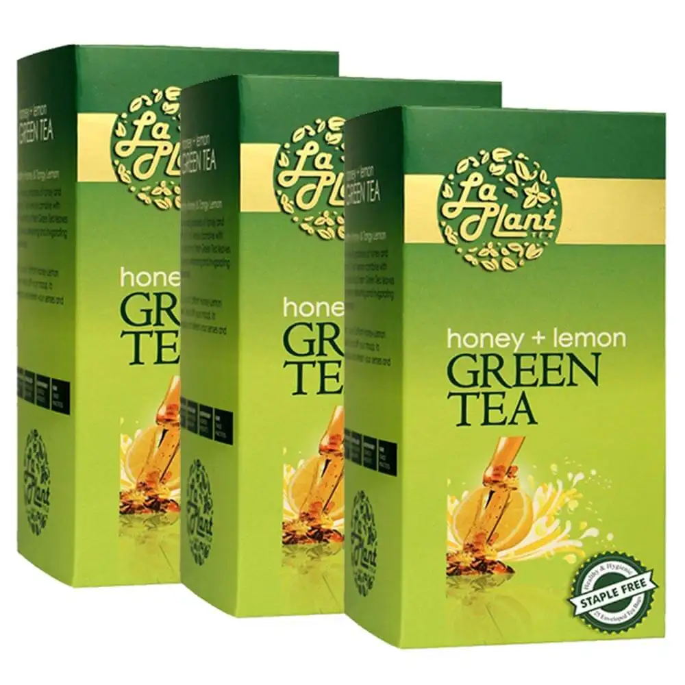 Laplant Green Tea,  25 Tea Bag(s)  Honey & Lemon (Pack of 3)