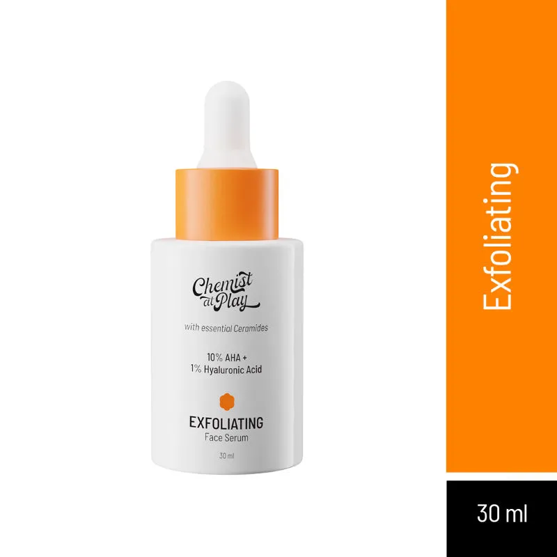 Chemist At Play Exfoliating Face Serum With 10% Aha + 1% Hyaluronic Acid For Textured & Uneven Skin