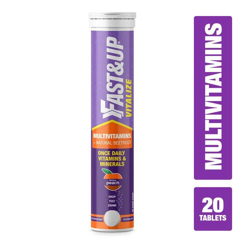 Fast&Up Vitalize - Immunity Essential Multivitamin Tablets For Men & Women - Peach Flavour