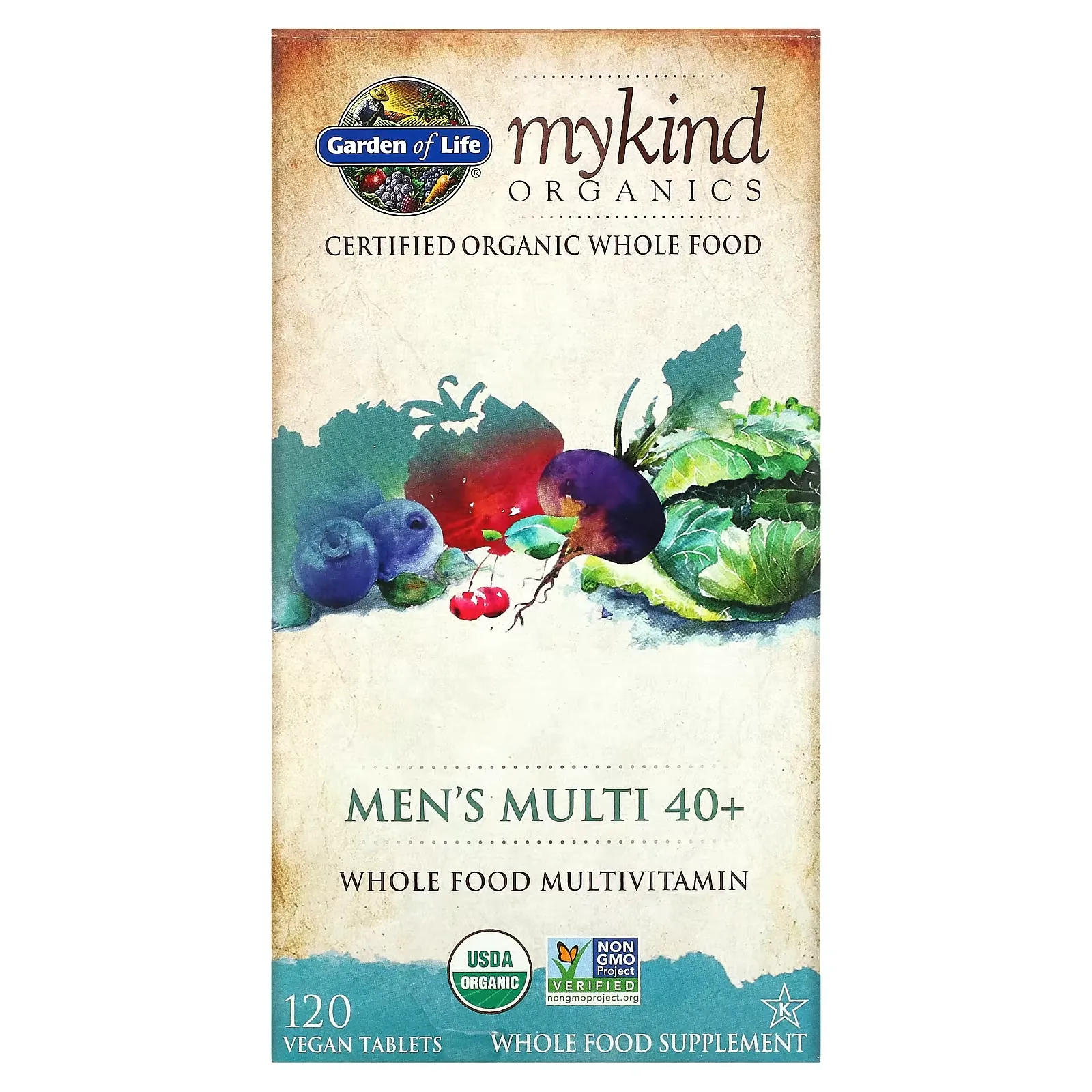 MyKind Organics, Men's Multi 40+, 120 Vegan Tablets