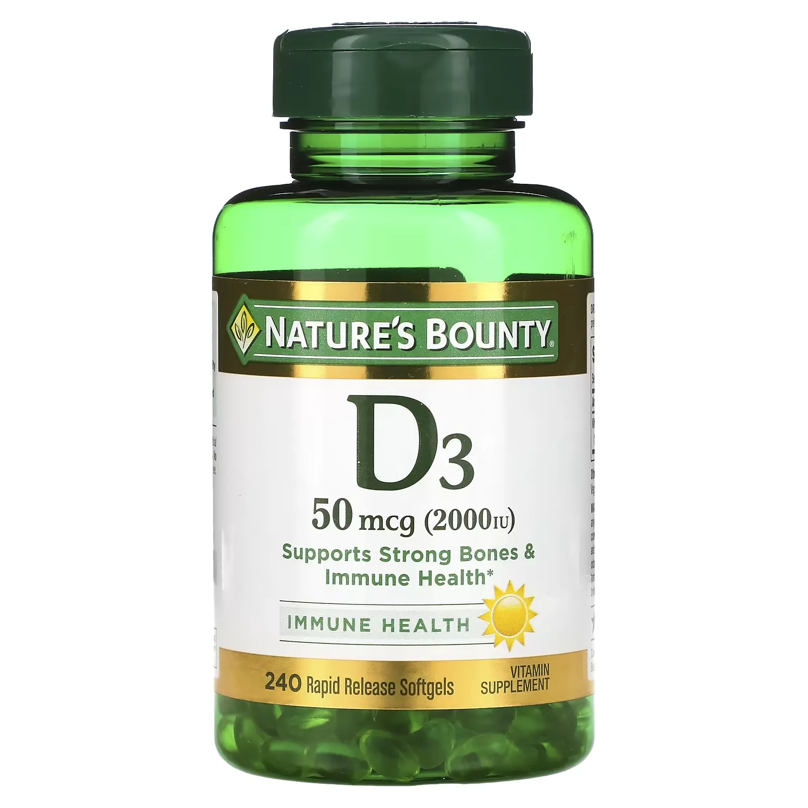 D3, 50 mcg (2,000 IU), 240 Rapid Release Softgels