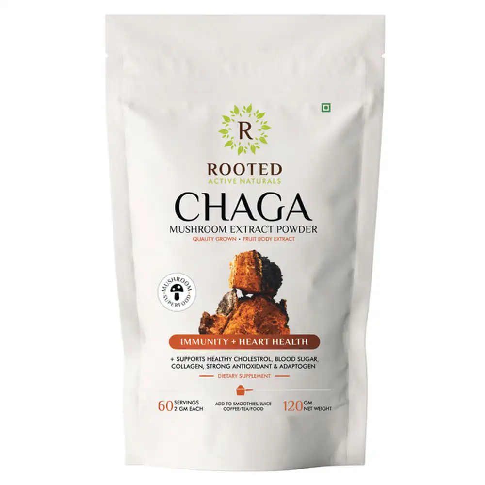 Rooted Active Naturals Chaga Mushroom Extract Powder,  120 g