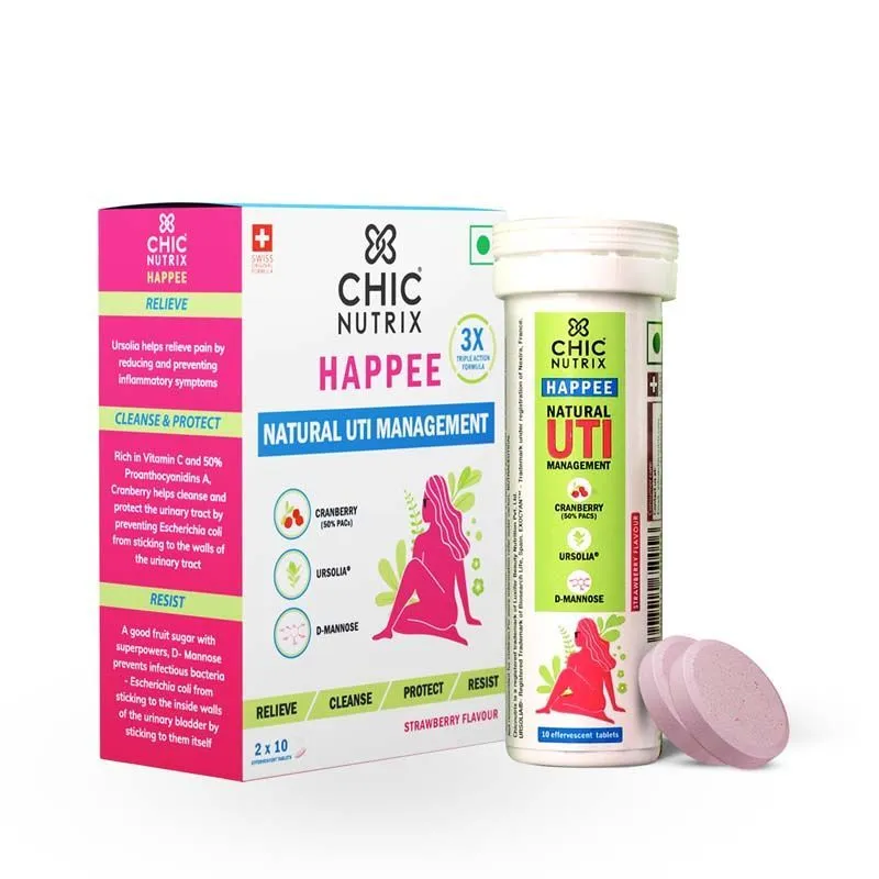 Chicnutrix Happee Natural UTI Management Tablets - Strawberry