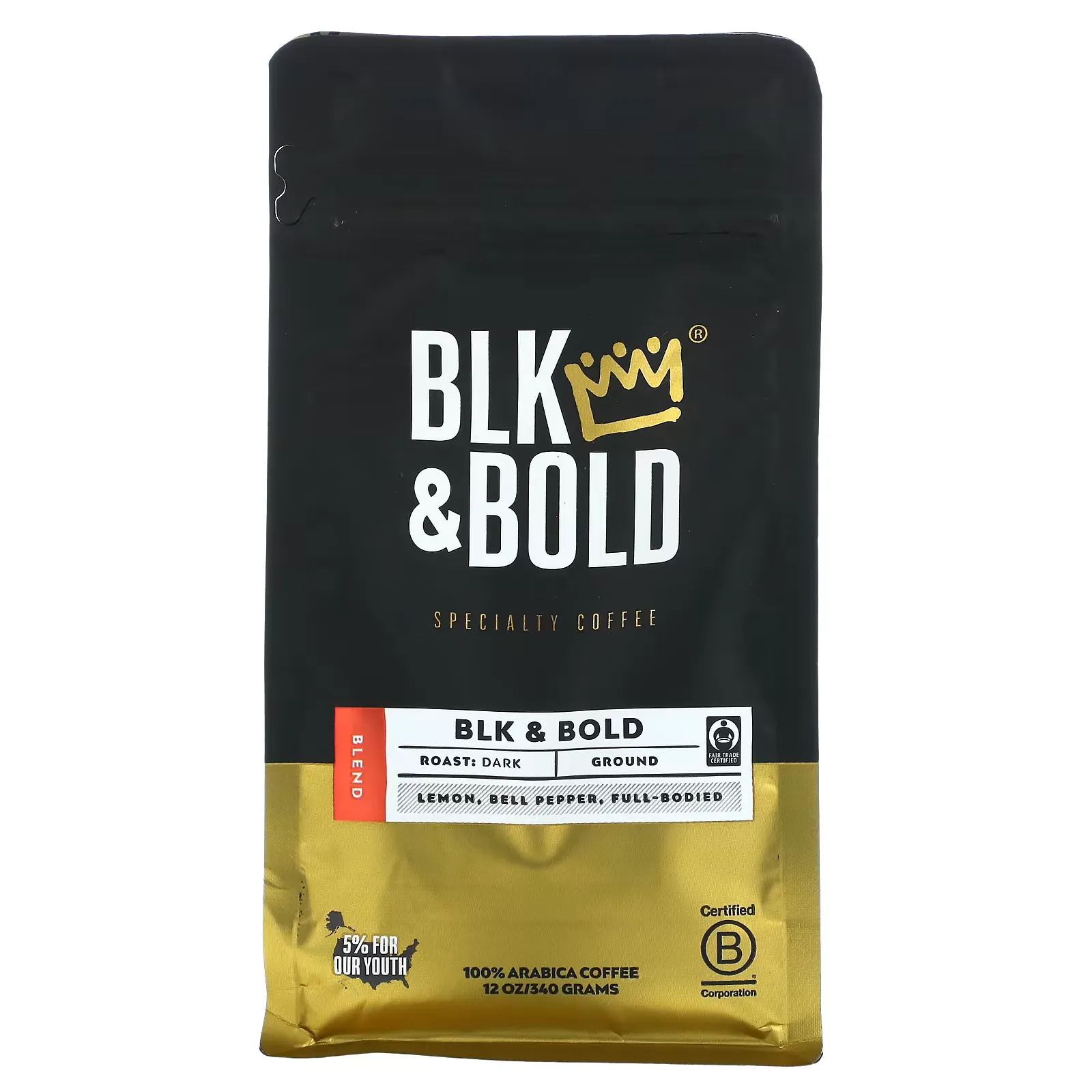 Specialty Coffee, BLK & Bold, Ground, Dark Roast, 12 oz (340 g)