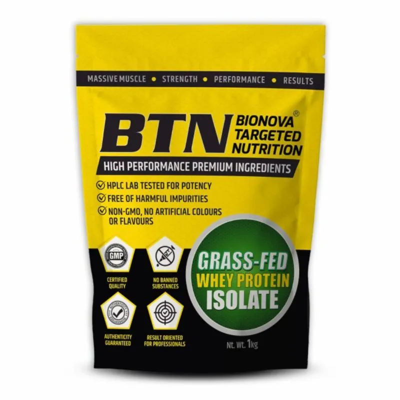 BTN Sports Grass Fed Whey Protein Isolate With Digestive Enzymes Probiotics