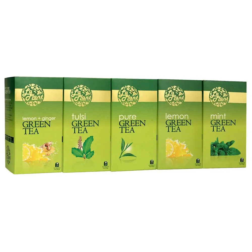 Laplant Green Tea Pack,  125 Piece(s)/Pack  Combo 1 (Pure, Lemon, Tulsi, Mint & Lemon-Ginger)