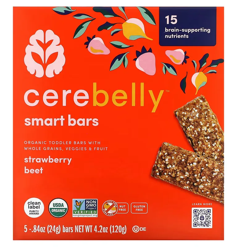 Smart Bars, Organic Toddler Bars, Strawberry Beet, 5 Bars, 0.84 oz (24 g) Each