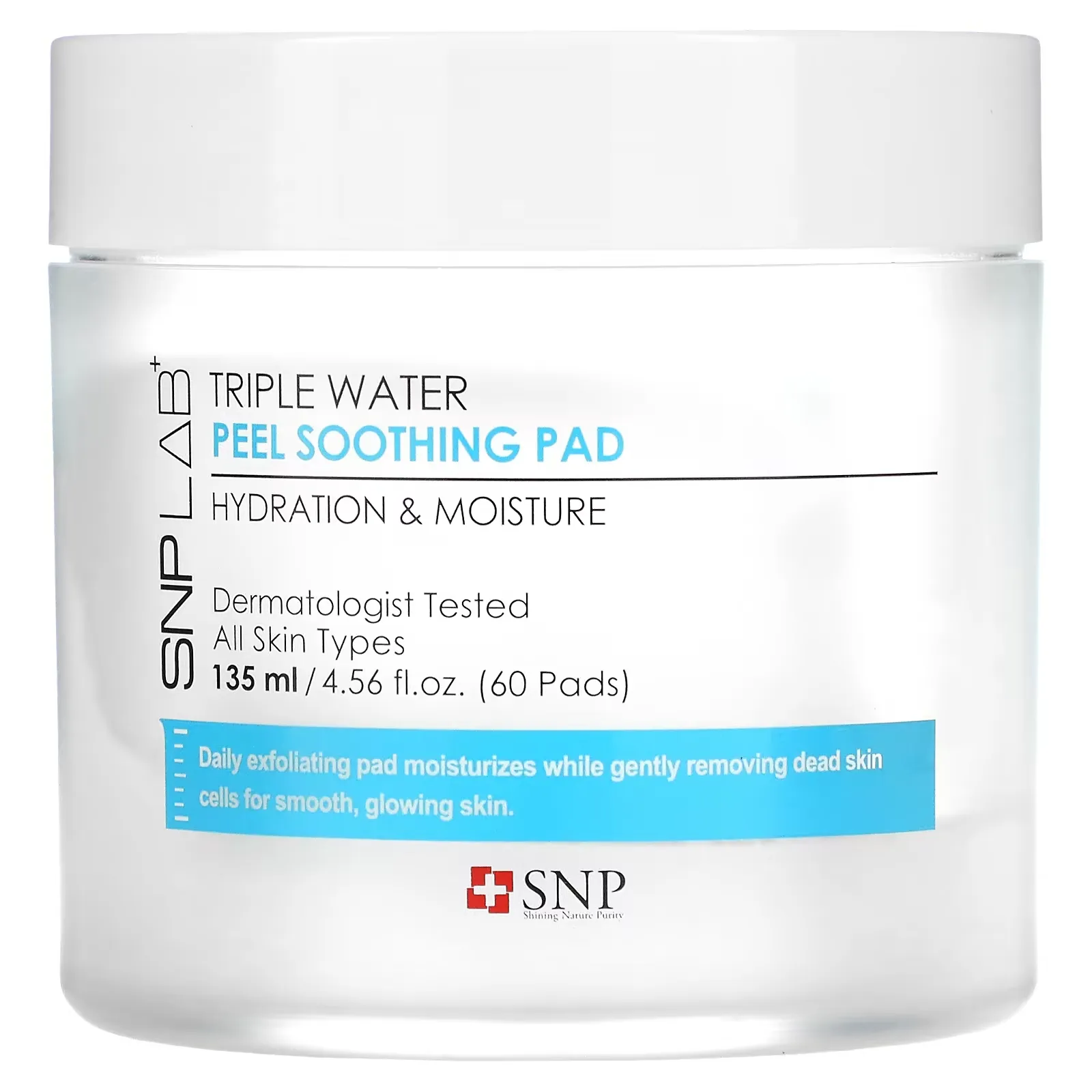 LAB+, Triple Water Peel Soothing Pad, 60 Pads, 4.56 fl oz (135 ml)