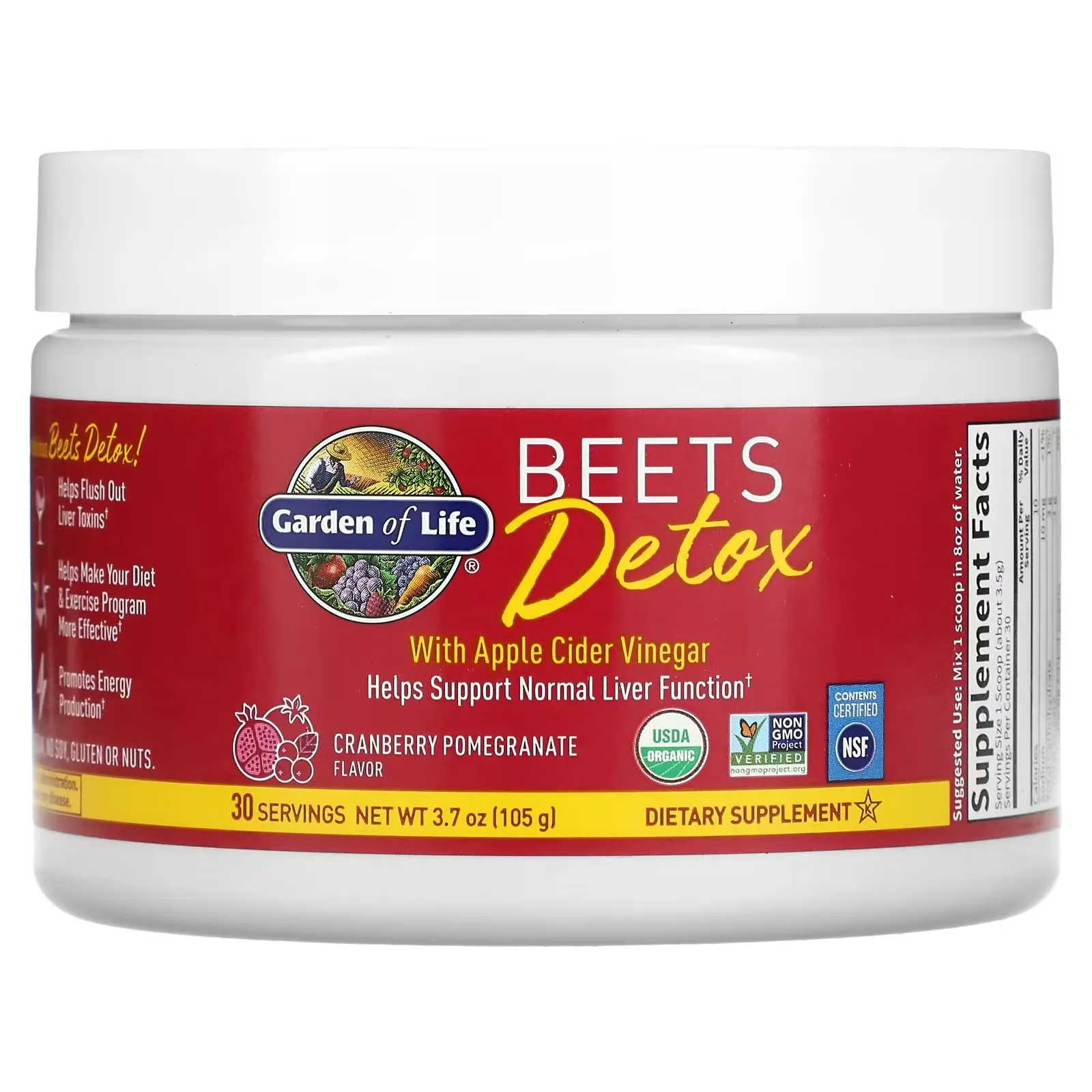 Beets Detox with Apple Cider Vinegar, Cranberry Pomegranate, 3.7 oz (105 g)