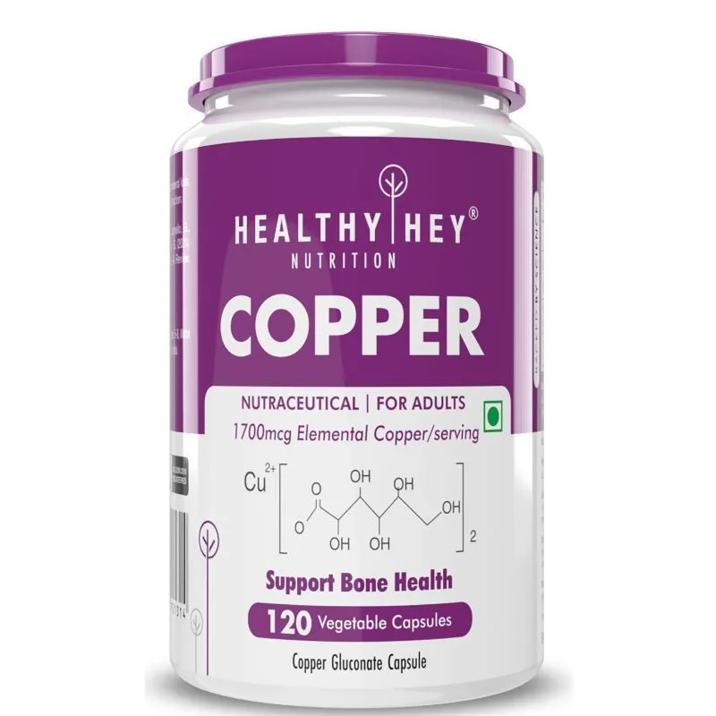 HealthyHey Nutrition Copper Gluconate - Highly Bioavailable Form - Veg Capsules