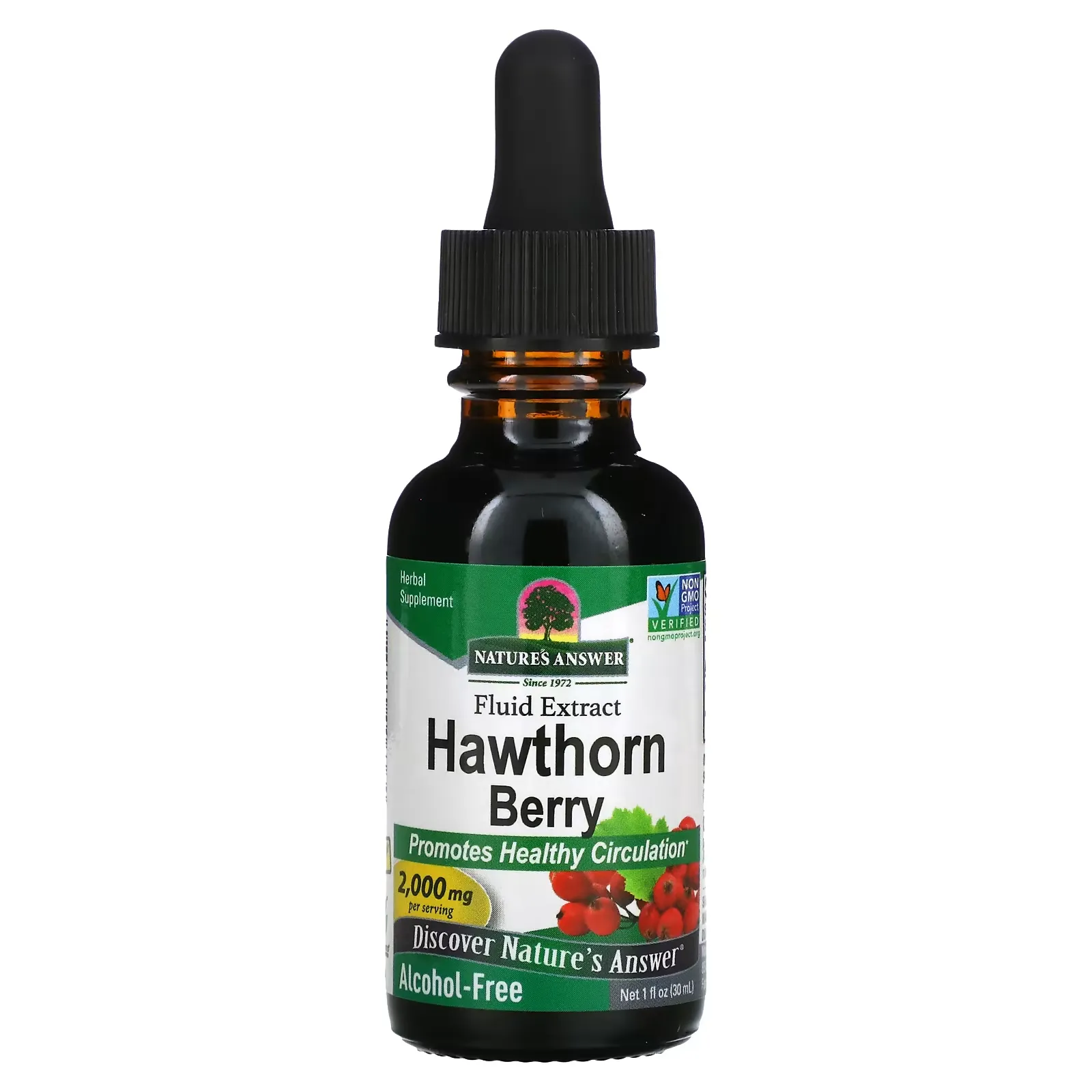 Hawthorn Berry, Fluid Extract, Alcohol-Free, 2,000 mg, 1 fl oz (30 ml)