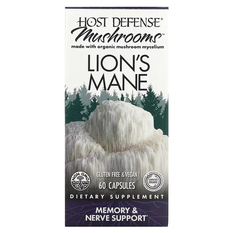 Host Defense Mushrooms, Lion's Mane, Memory & Nerve Support, 60 Capsules