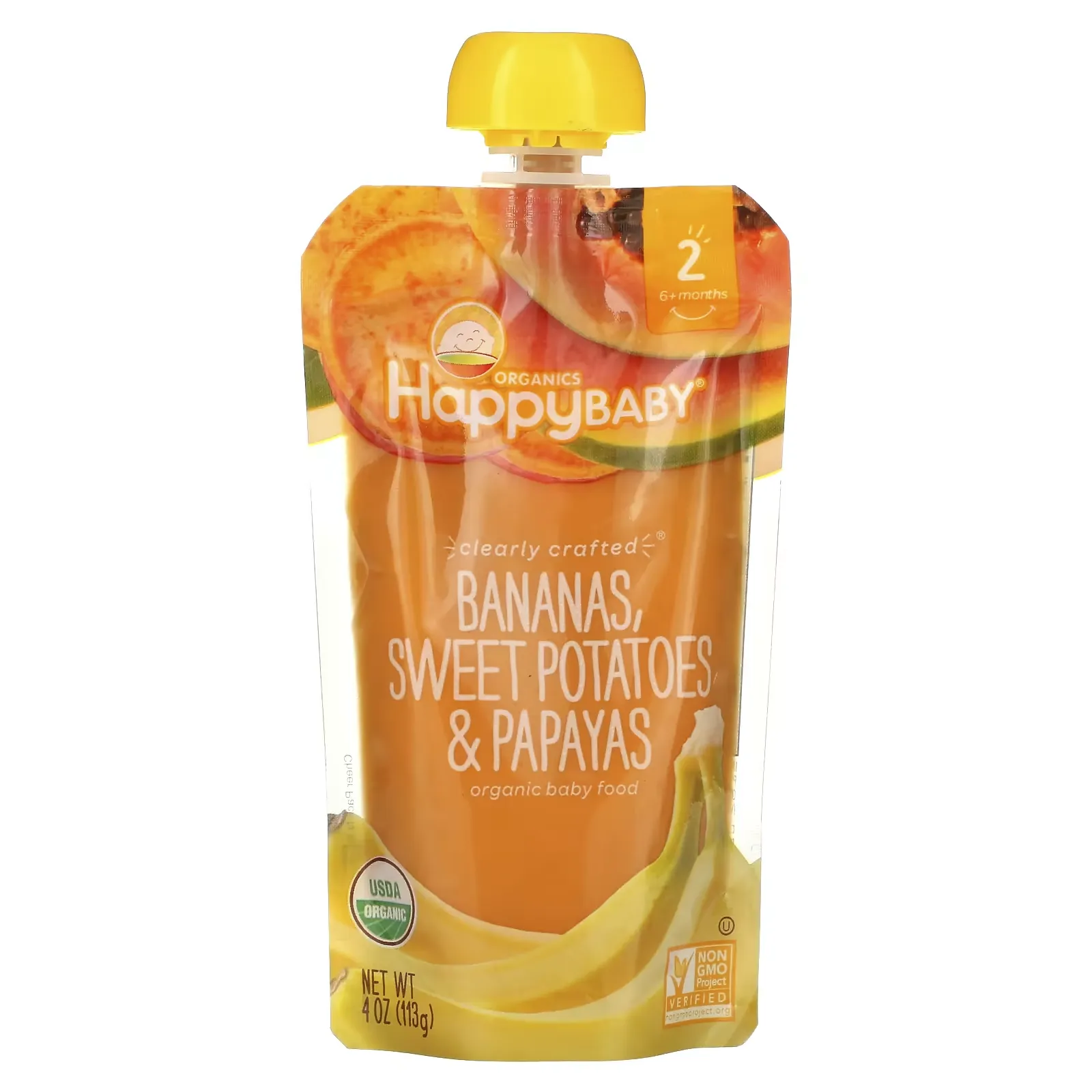 Happy Baby, Organic Baby Food, 6+ Months, Bananas, Sweet Potatoes, & Papayas, 4 oz (113 g)