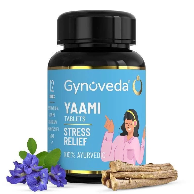 Gynoveda Ashwagandha Stress Relief Tablets, Relax Mind & Body, Reduce Anxiety, Improve Mood