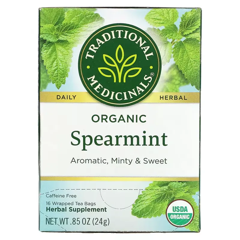 Organic Spearmint, Caffeine Free, 16 Wrapped Tea Bags, 0.85 oz (24 g)