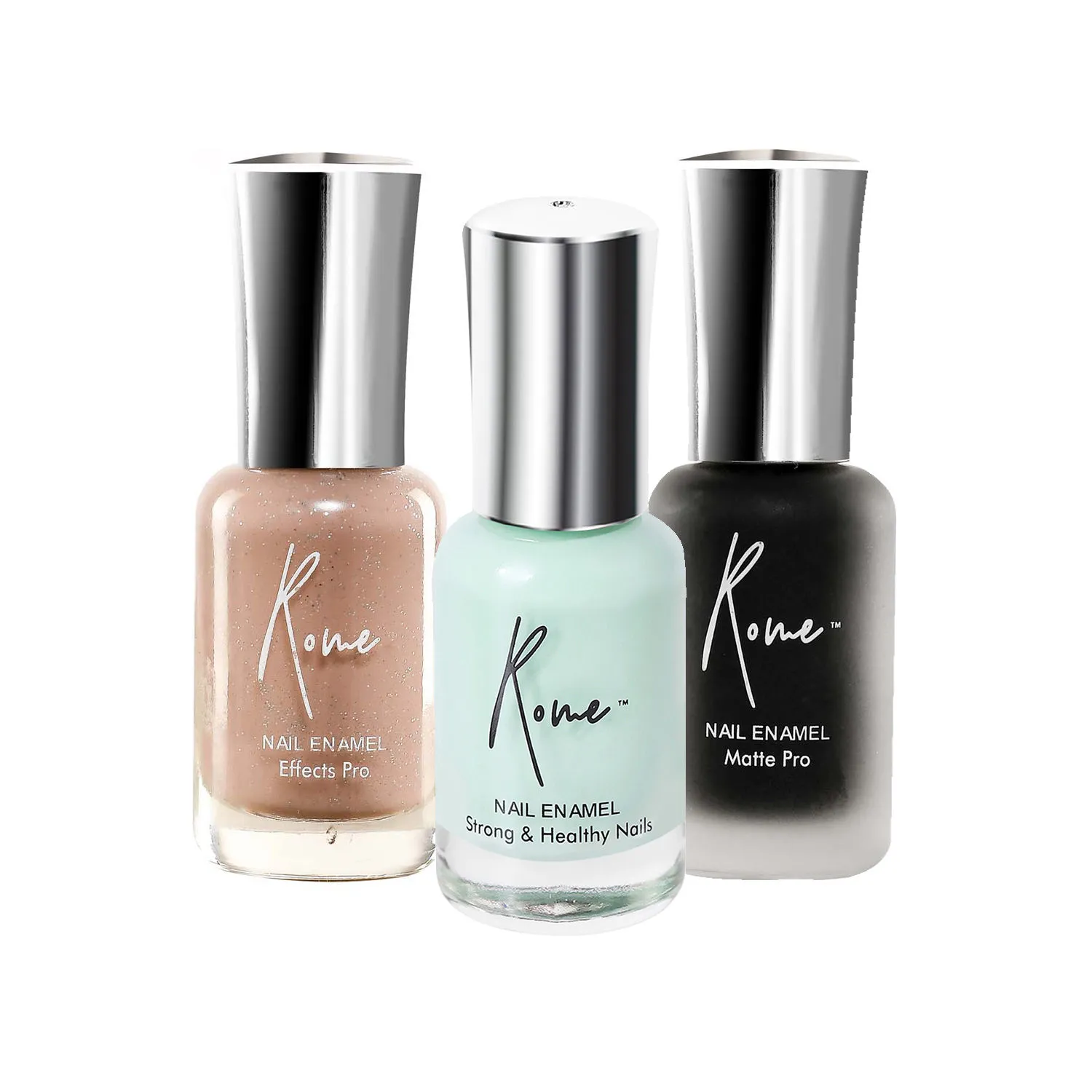 Rome Nail Enamel Set Of 3 (Dark Knight+ Mocha+ Mint Green)