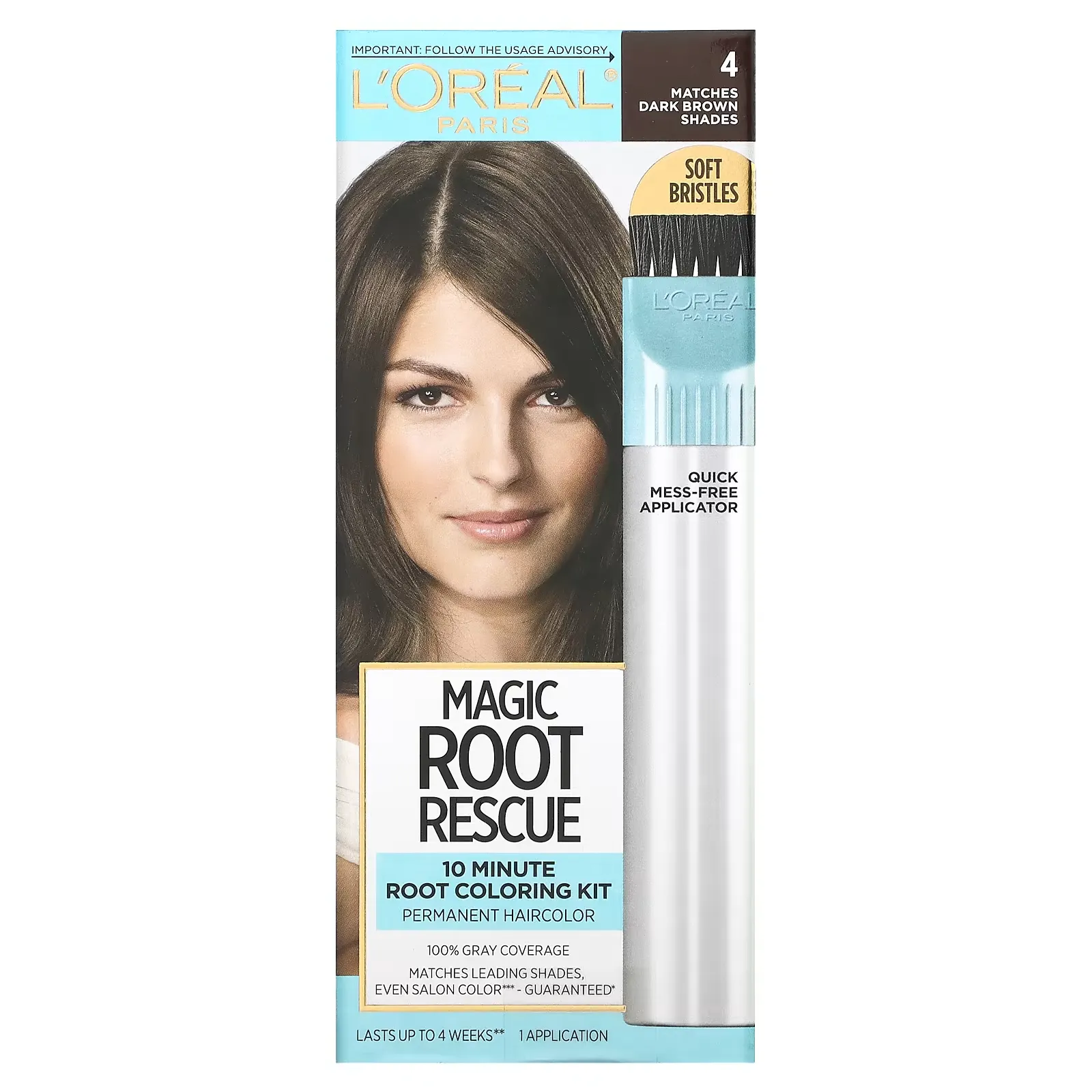 Magic Root Rescue, 10 Minute Root Coloring Kit, 4 Dark Brown, 1 Application