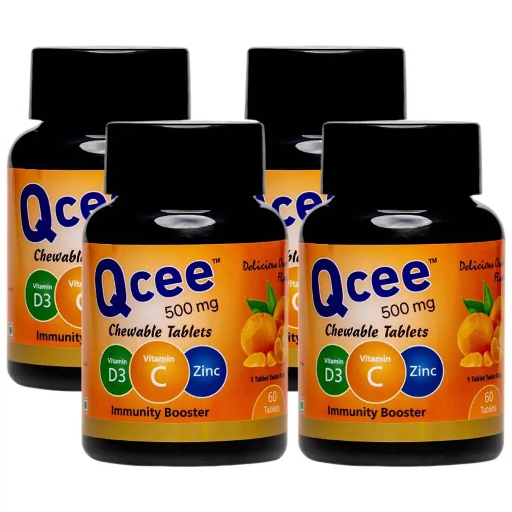 Qcee Immunity Booster,  60 chewable tablet(s)  Delicious Orange (Pack of 4)