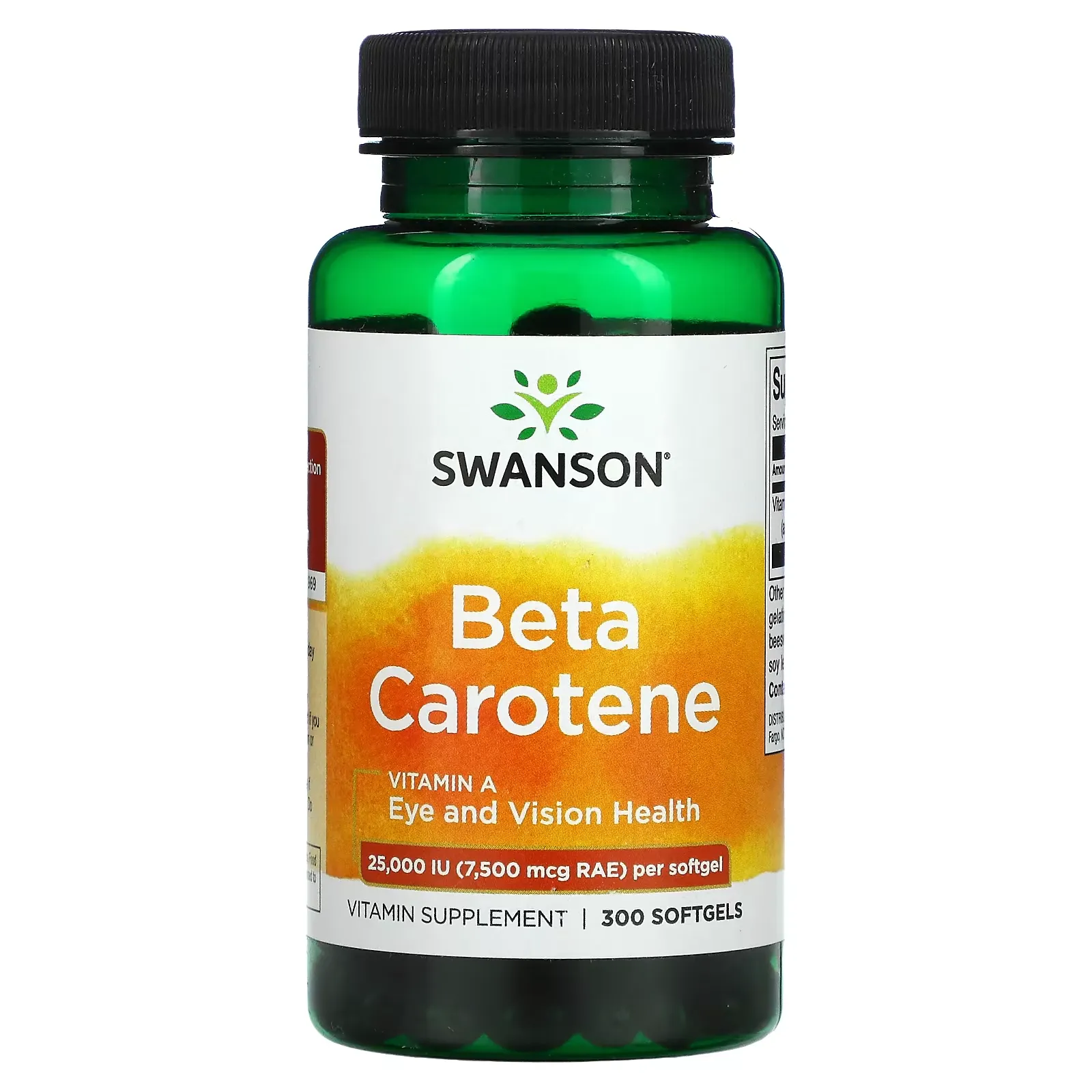 Beta Carotene, 25,000 IU (7,500 mcg RAE), 300 Softgels