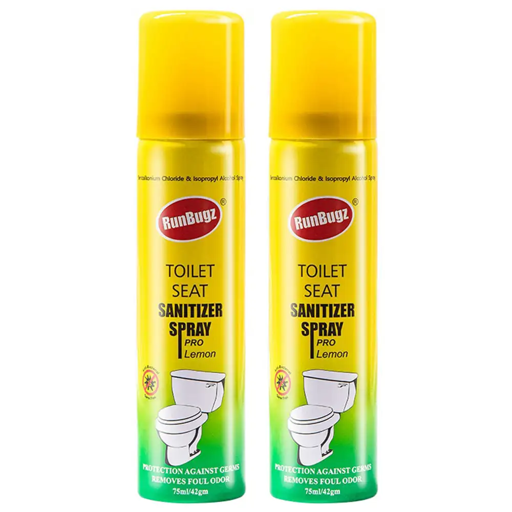 RunBugz Toilet Seat Sanitizer Spray,  Lemon  75 ml  Protection Against Germs (Pack of 2)