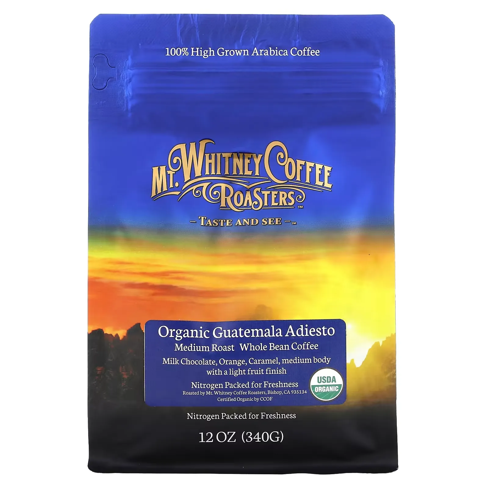 Organic Guatemala Adiesto, Whole Bean Coffee, Medium Roast, 12 oz (340 g)