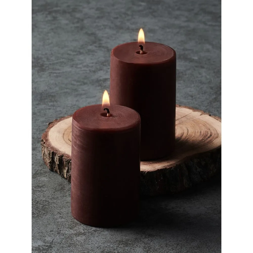 Pure Home + Living Brown Set of 2 Solid Pillar Candle