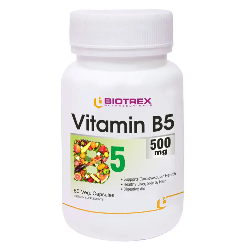 Biotrex Vitamin B5 500mg,  Unflavoured  60 veggie capsule(s)