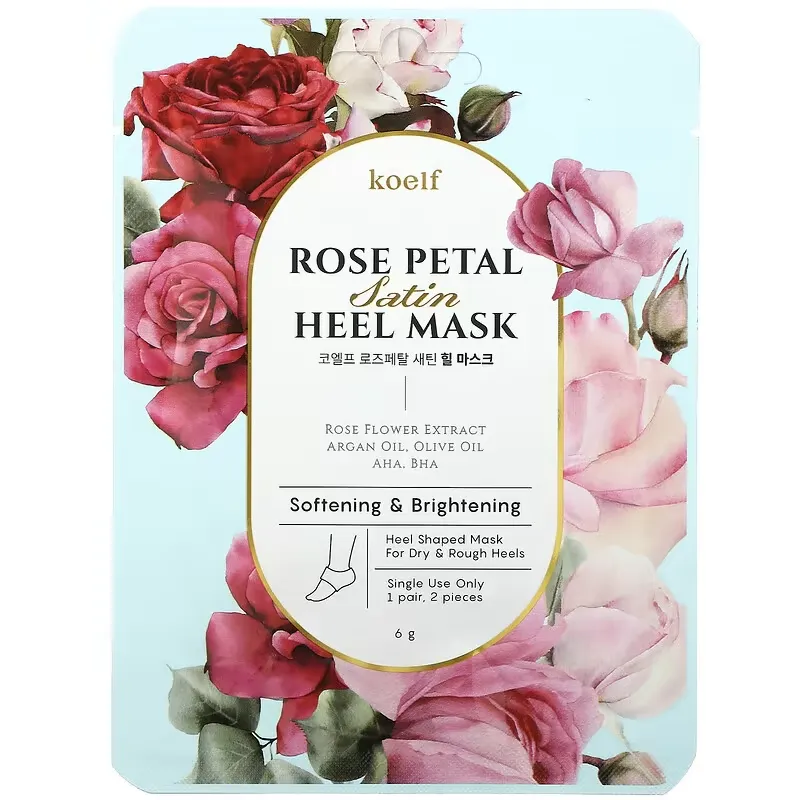 Rose Petal Satin Heel Mask, 1 Pair, 6 g