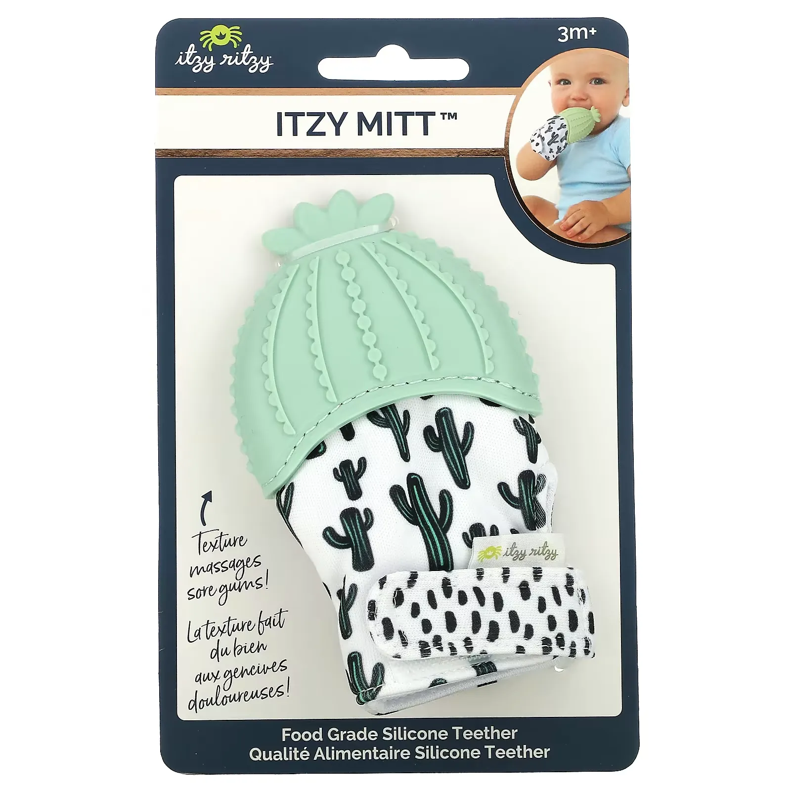 Itzy Mitt, Food Grade Silicone Teether, 3+ Months, Cactus, 1 Teether