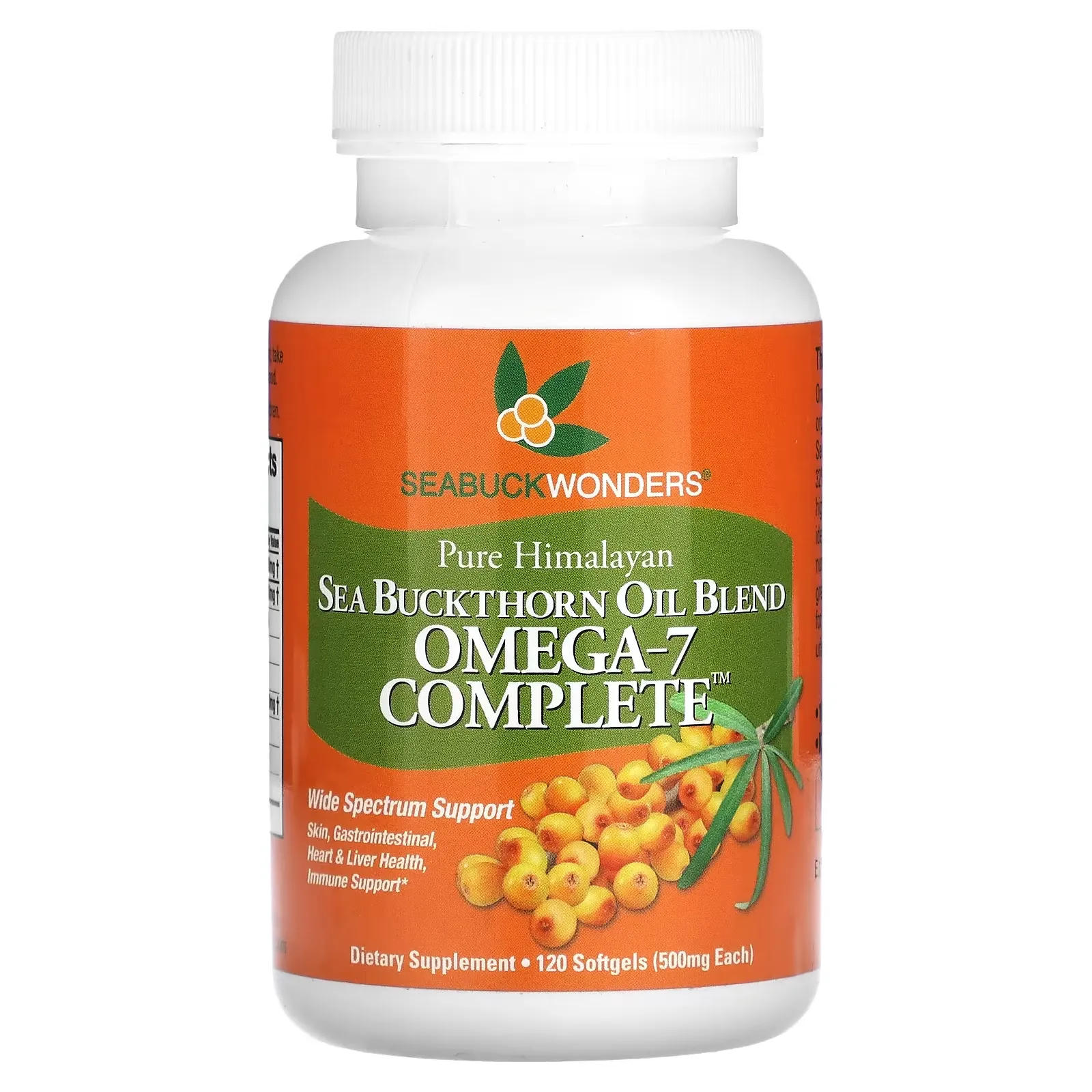 Sea Buckthorn Oil Blend, Omega-7 Complete, 500 mg, 120 Softgels