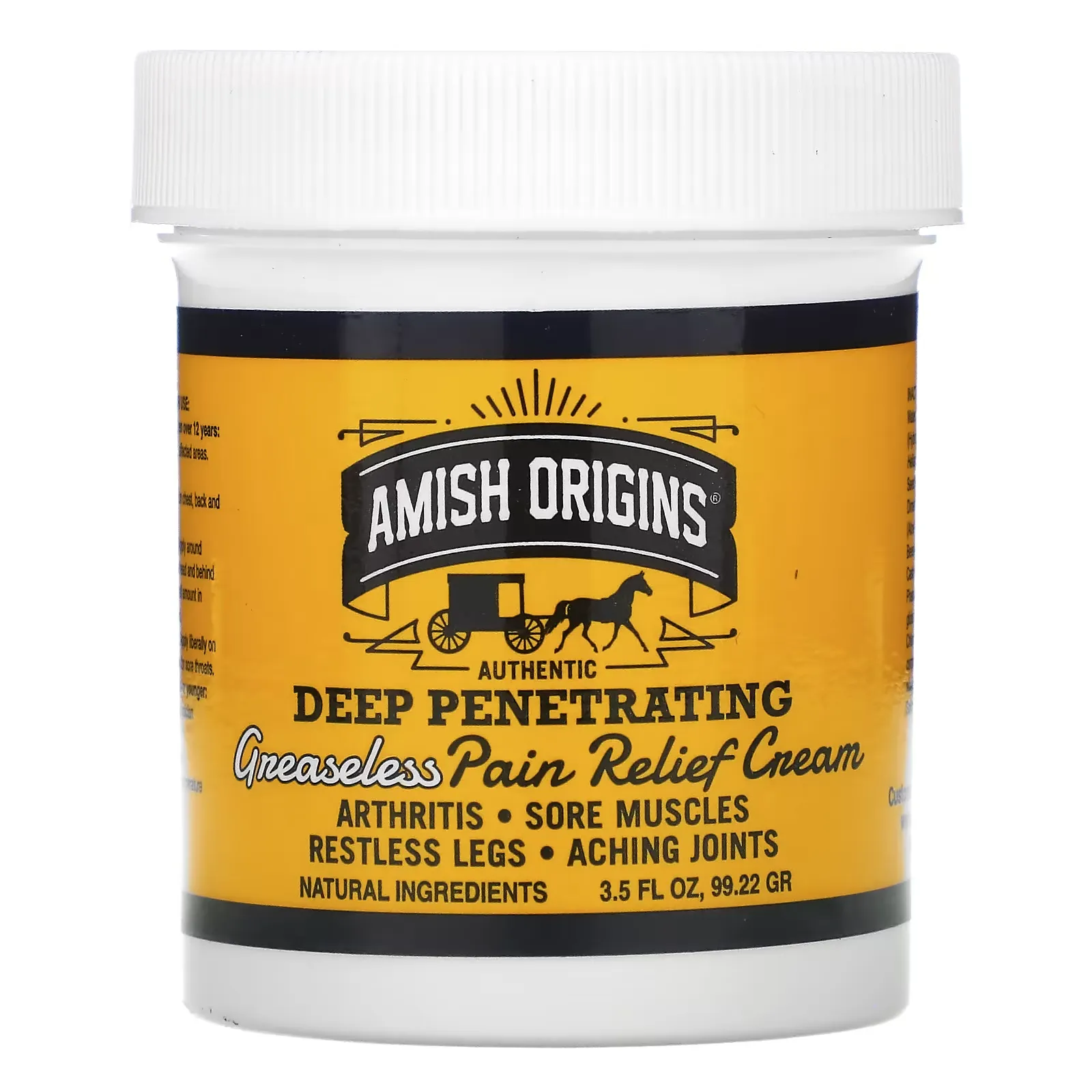 Deep Penetrating, Greaseless Pain Relief Cream, 3.5 fl oz (99.22 g)