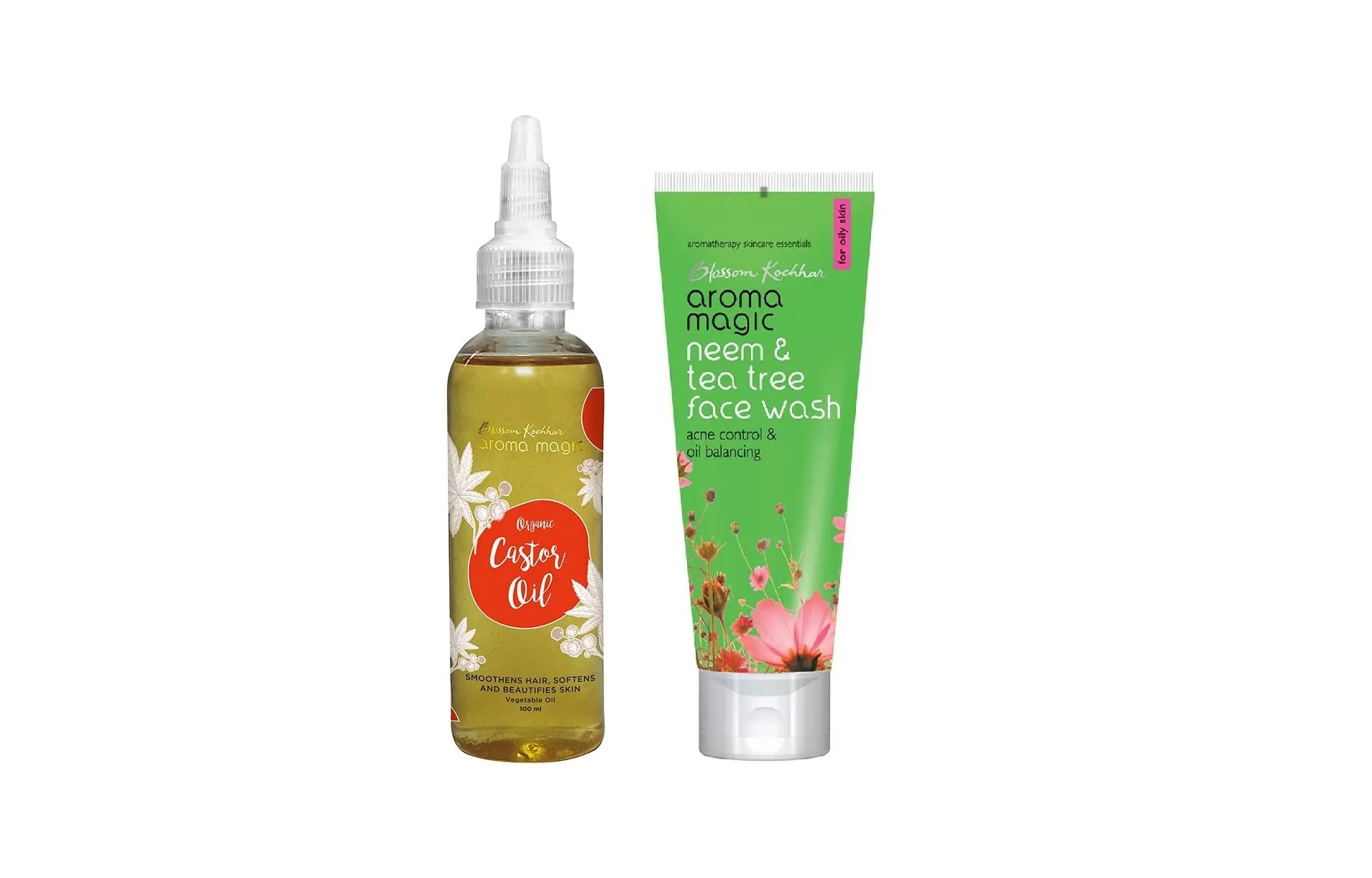 Aroma Magic Neem Tea Tree Face Wash & Organic & Natural Castor Oil Combo