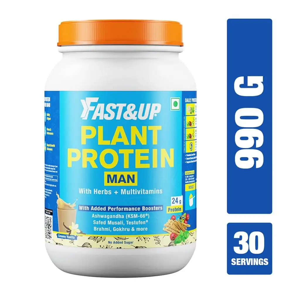 Fast & Up Plant Protein with Herbs & Multivitamins for Men,  2.18 lb  Creamy Vanilla