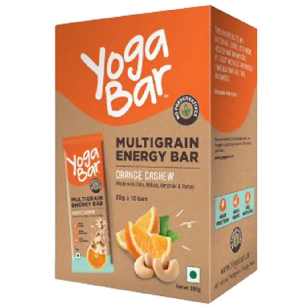 Yogabar Multigrain Energy Bars,  10 bar(s)  Cashew Orange