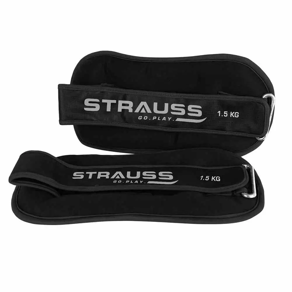 Strauss Round Shape Ankle Weight (Pair),  Black  1.5 kg