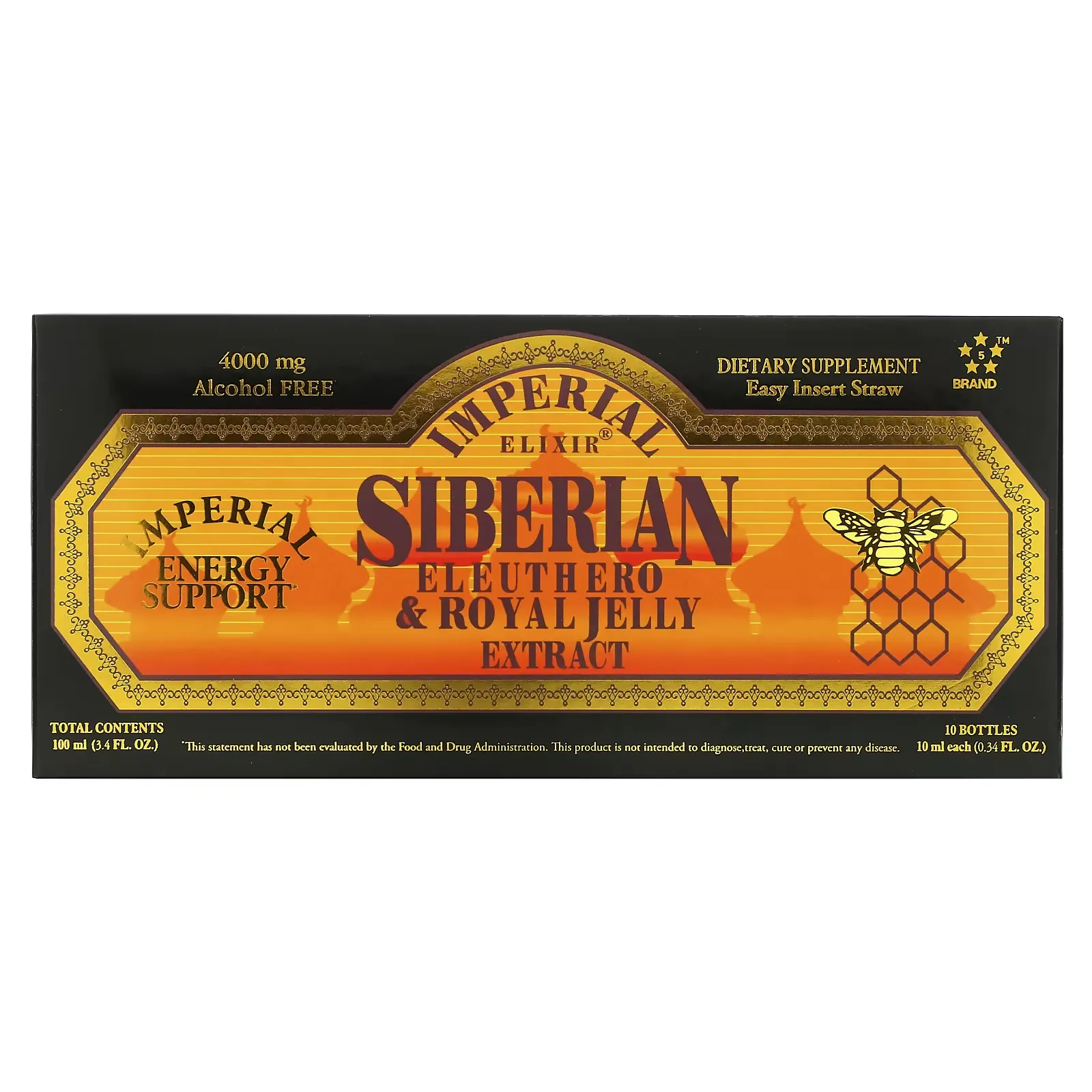 Siberian Eleuthero & Royal Jelly Extract, Alcohol Free, 4,000 mg, 10 Bottles, 0.34 fl oz (10 ml) Each