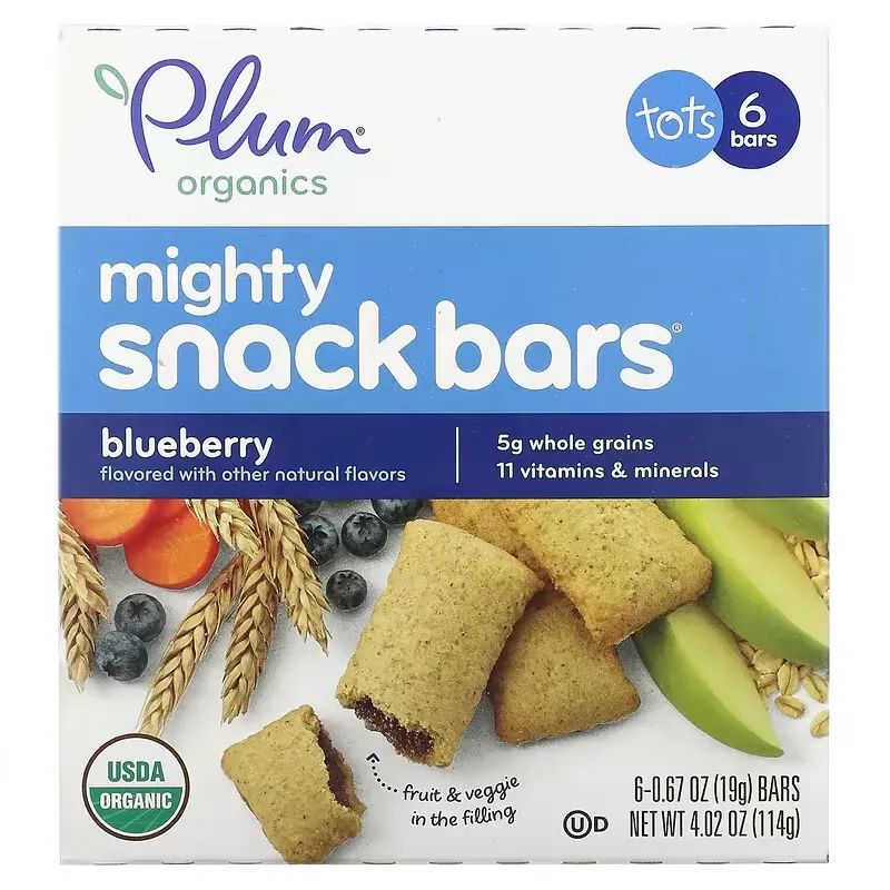 Mighty Snack Bars, Tots, Blueberry, 6 Bars, 0.67 oz (19 g) Each