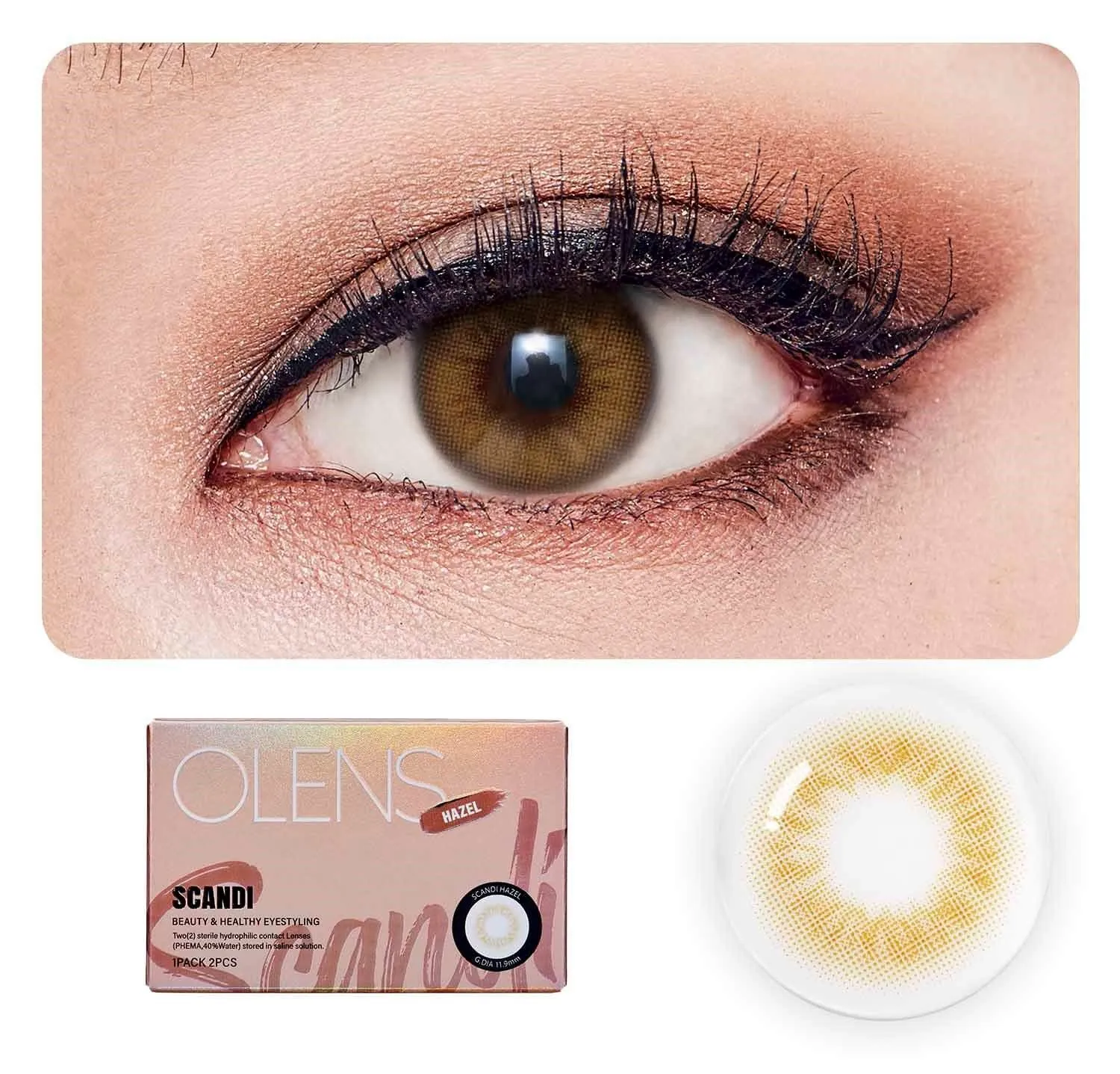 O-Lens Scandi Monthly Coloured Contact Lenses - Hazel (0.00)