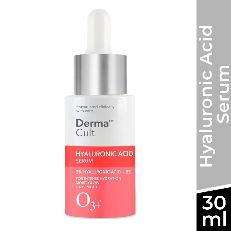 O3+ Derma Cult 2% Hyaluronic Acid Serum For Intense Hydration, Finelines & Glow With B5