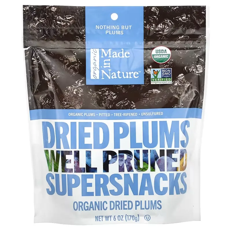 Organic Dried Plums, Well Pruned Supersnacks, 6 oz (170 g)